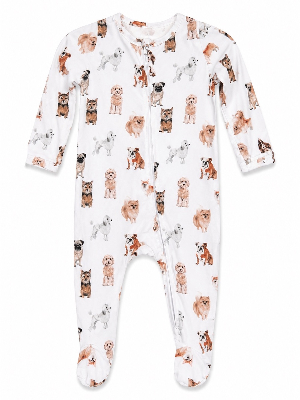 Caden Lane Dog Print Zipper Footie Pajamas Baby 0-3M Bamboo Sleeper